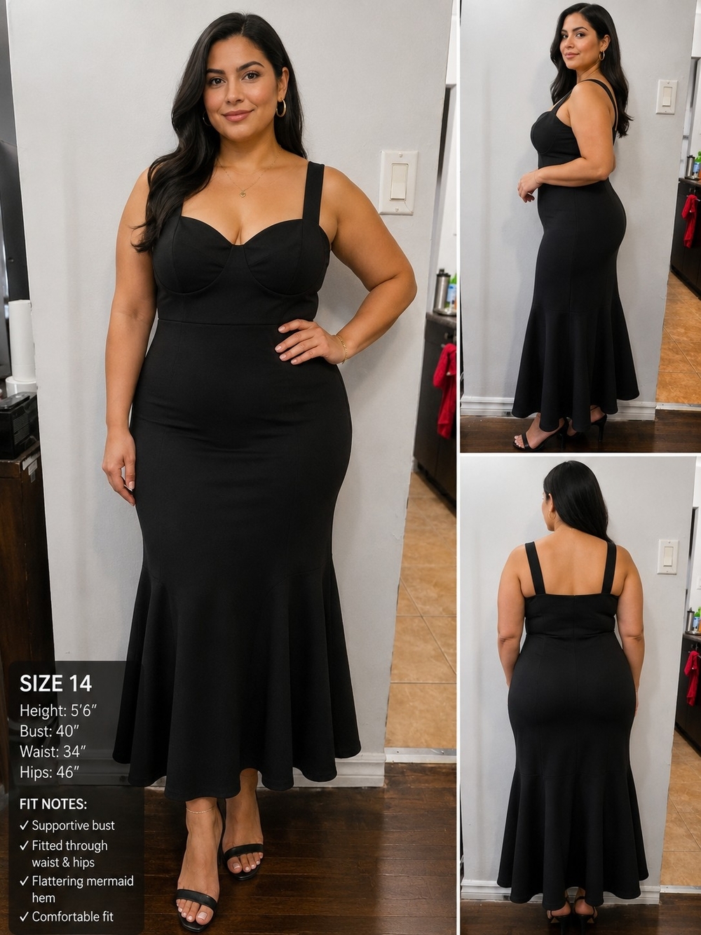 Boohoo Black Supportive Bust Mermaid Hem Maxi Dress